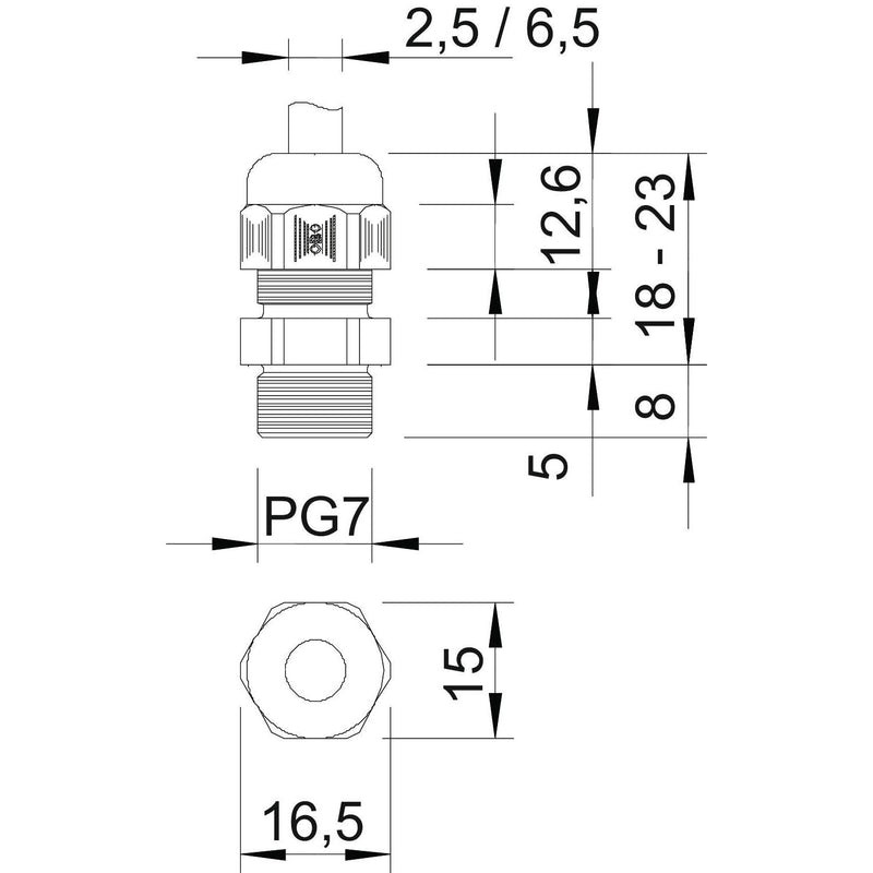 OBO Bettermann - Kabelverschraubung Verschraubung V-TEC PG7 SGR − 50 Stück