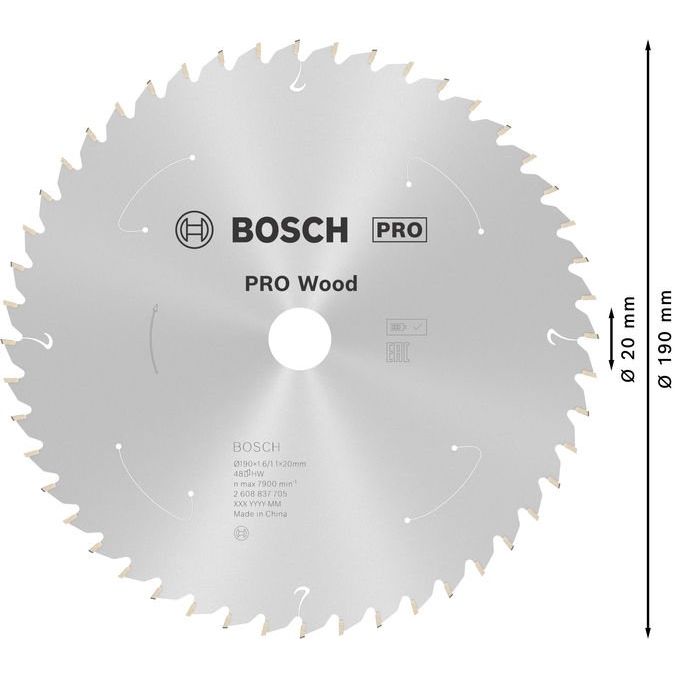 Bosch - Kreissägeblatt PRO Wood cordless 2608837705 Kreissägeblatt 190 x