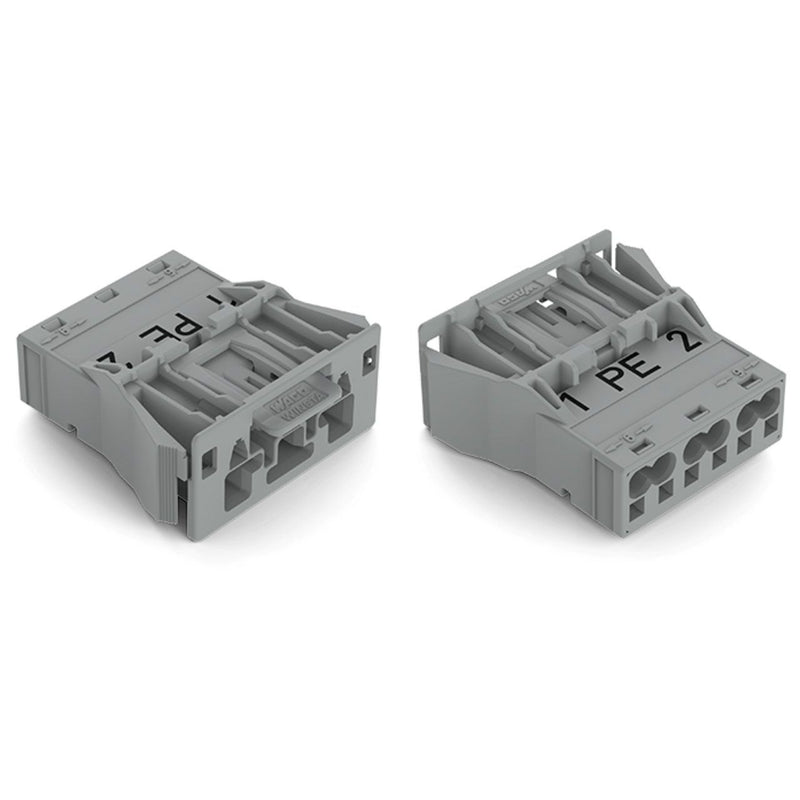 WAGO - Geräteanschluss für steckbare Gebäudeinstallation Snap-In-Stecker 770-753/062-000 3-polig,Kod. B,grau − 100 Stück