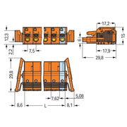 WAGO - Kabelsteckverbinder für Leiterplattensteckverbinder 1-Leiter-Federleiste 2231-702/037-000 Push-inCAGECLAMP,or − 50 Stück