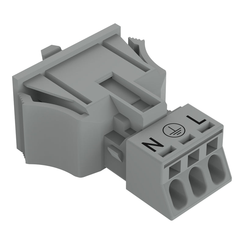 WAGO - Geräteanschluss für steckbare Gebäudeinstallation Snap-In-Stecker 890-753/060-000 3-polig,Kod. B,grau − 50 Stück