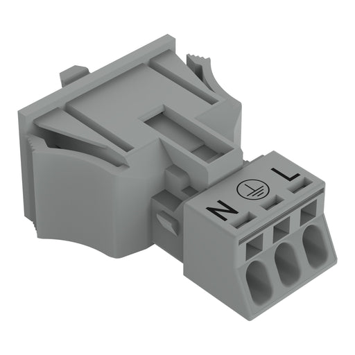WAGO - Geräteanschluss für steckbare Gebäudeinstallation Snap-In-Stecker 890-753/060-000 3-polig,Kod. B,grau − 50 Stück