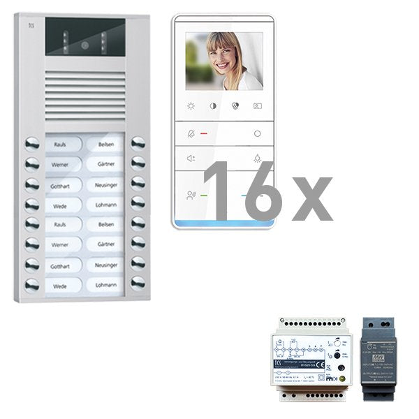 TCS Tür Control - Türsprech-Set Videosprechanlgenset color PVE16160-0010 16 Tasten AP,Freispr