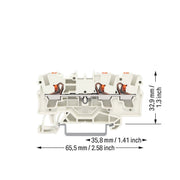WAGO - Durchgangs-Reihenklemme 3L-Durchgangsklemme 2204-1309 4 qmm, lichtgr − 50 Stück