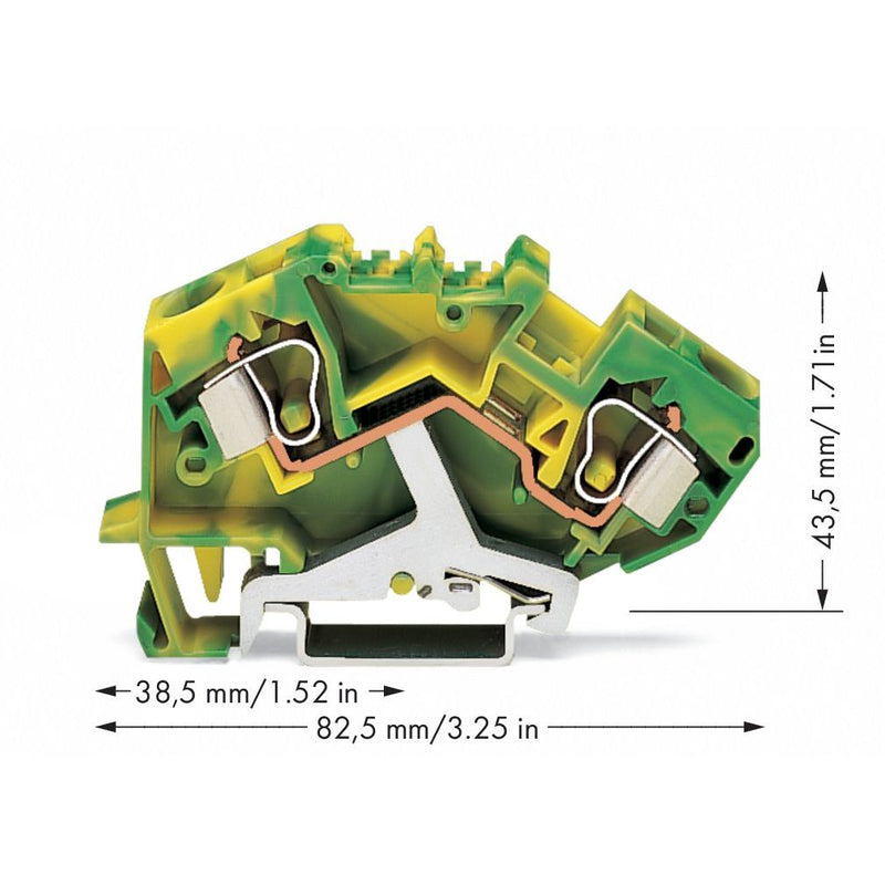 WAGO - Schutzleiter-Reihenklemme Schutzleiterklemme 784-607 0,2-10qmm gn/gelb