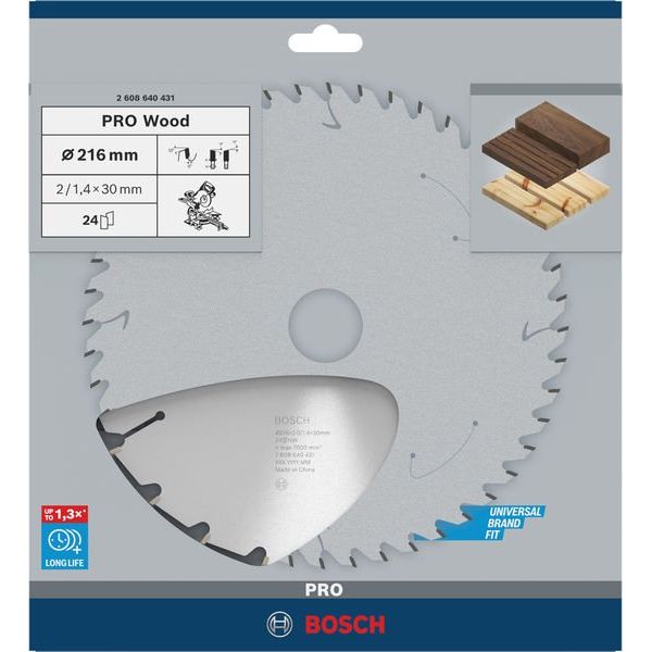 Bosch - Kreissägeblatt PRO Wood Kreissägeblatt, 2608640431 216 x 2 x 30 mm, Z24
