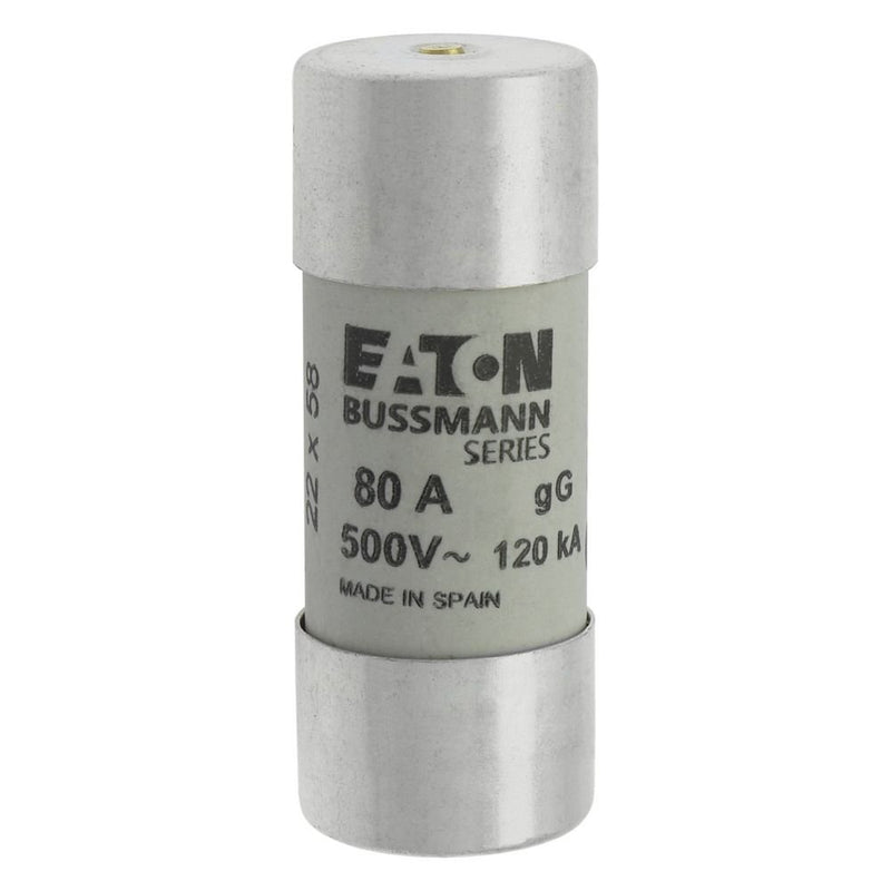 Eaton - Zylindrische Sicherung Sicherungseinsatz Nieders. CYL GG 22,#C22G80S 80A AC 500V 120kA − 10 Stück