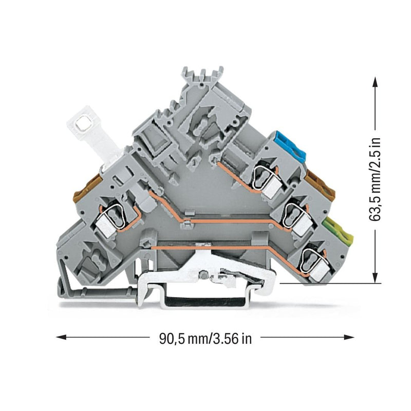 WAGO - Initiator/Aktor-Reihenklemme 3-Leiter-Aktorenklemme 280-576 m. PE-Anschluss − 50 Stück