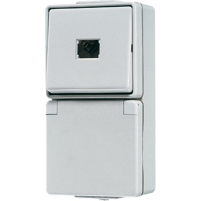 Jung - Schalter-/Steckdosenkombination Taster-/SCHUKO-Kombination 671 W 1S 1p. 10A / 16A250V