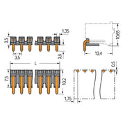 WAGO GmbH & Co. KG - Leiterplattensteckverbinder THT-Stiftleiste Lötstift 2091-1728 1,0mm,abgewinkelt,sw − 400 Stück