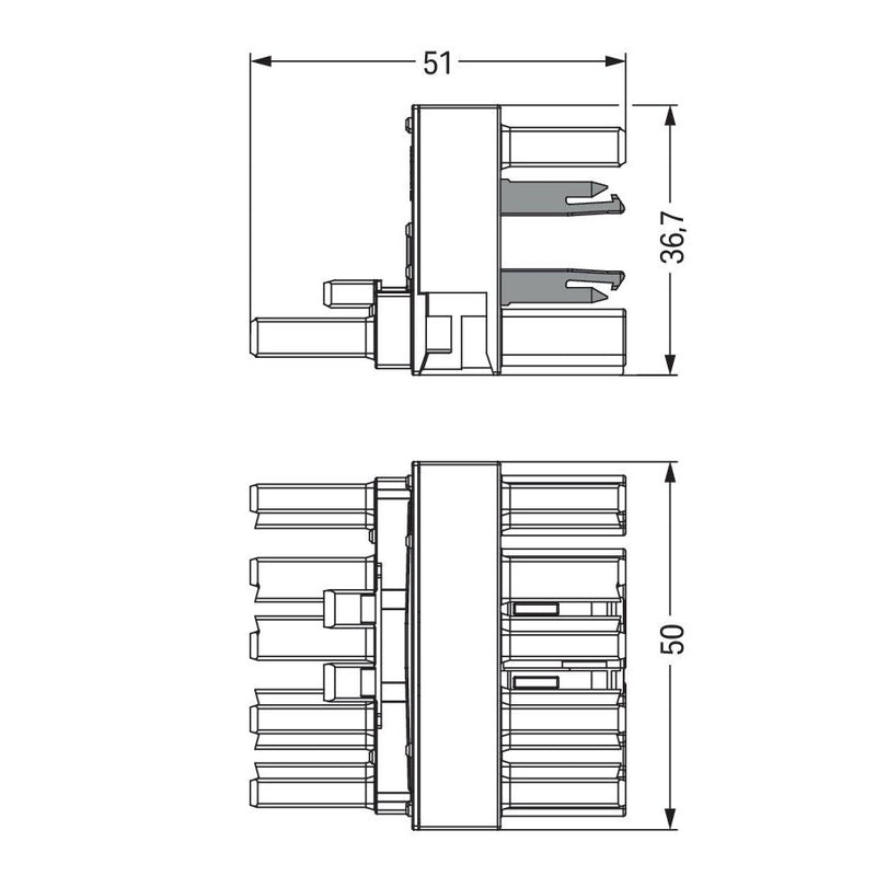 WAGO - Kompaktverteiler für steckbare Gebäudeinstallation h-Verteiler 5-polig 770-992 Kod. I,blau − 25 Stück