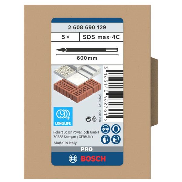 Bosch Power Tools - Maschinenmeißel PRO SDS max-4C 2608690129 Spitzmeißel-Set 600  − 1 Packung
