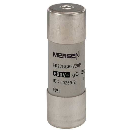 Mersen - Zylindrische Sicherung Sicherungseinsatz zylindr. FR22GG69V20P gG 22x58 20A − 10 Stück