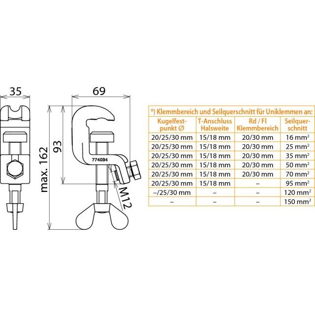 DEHN - Anschlusselement für EuK-Vorrichtung Universalerdungsklemme UEK 25 FS D 20/25mm T 15mm