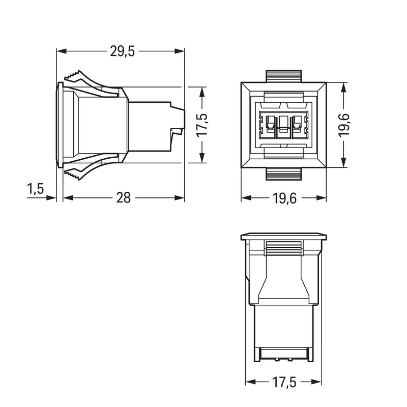 WAGO - Geräteanschluss für steckbare Gebäudeinstallation Snap-In-Stecker 893-2032 2-polig,Kod. F,lgr − 50 Stück