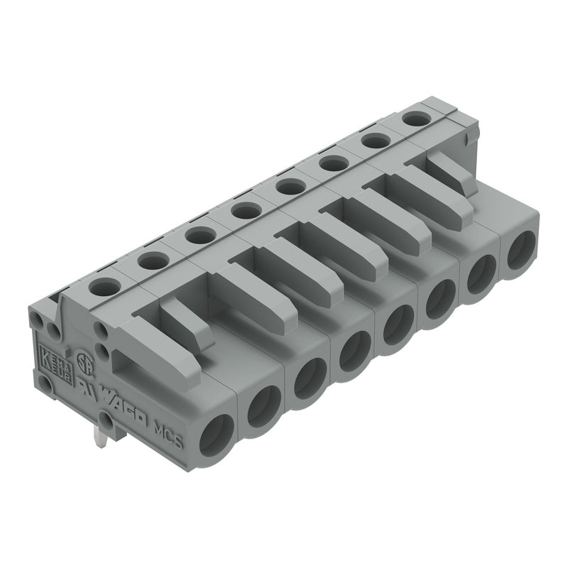 WAGO - Leiterplattensteckverbinder THT-Federleiste abgewink. 232-238 Rastermaß 5mm,grau − 50 Stück