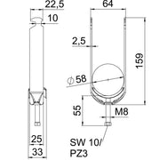 OBO Bettermann - Bügelschelle BS-H2-M-58 FT 2-fach − 50 Stück