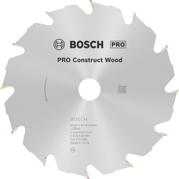 Bosch - Kreissägeblatt PRO Construct Wood 2608640630 Kreissägeblatt 160 x