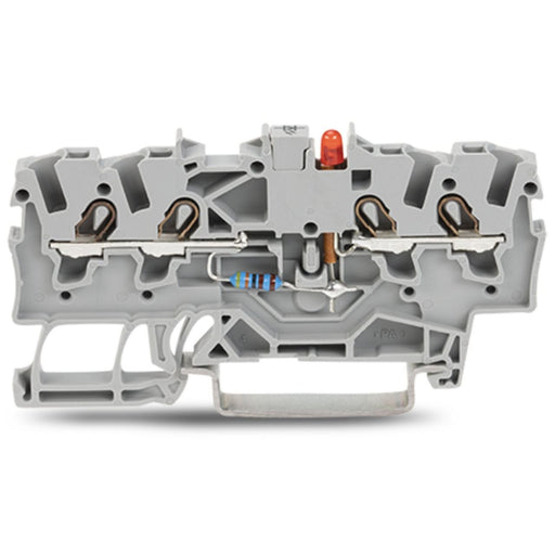 WAGO - Bauelement-Reihenklemme 4-Leiter-LED-Klemme 2001-1421/1000-413 mit roter LED 24 VDC − 100 Stück