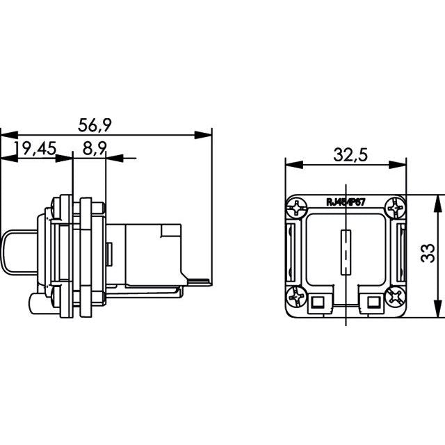 Telegärtner - Modularer Steckverbinder Einbauflansch IP67 100022953 m.AMJ-Kupplung Cat5e