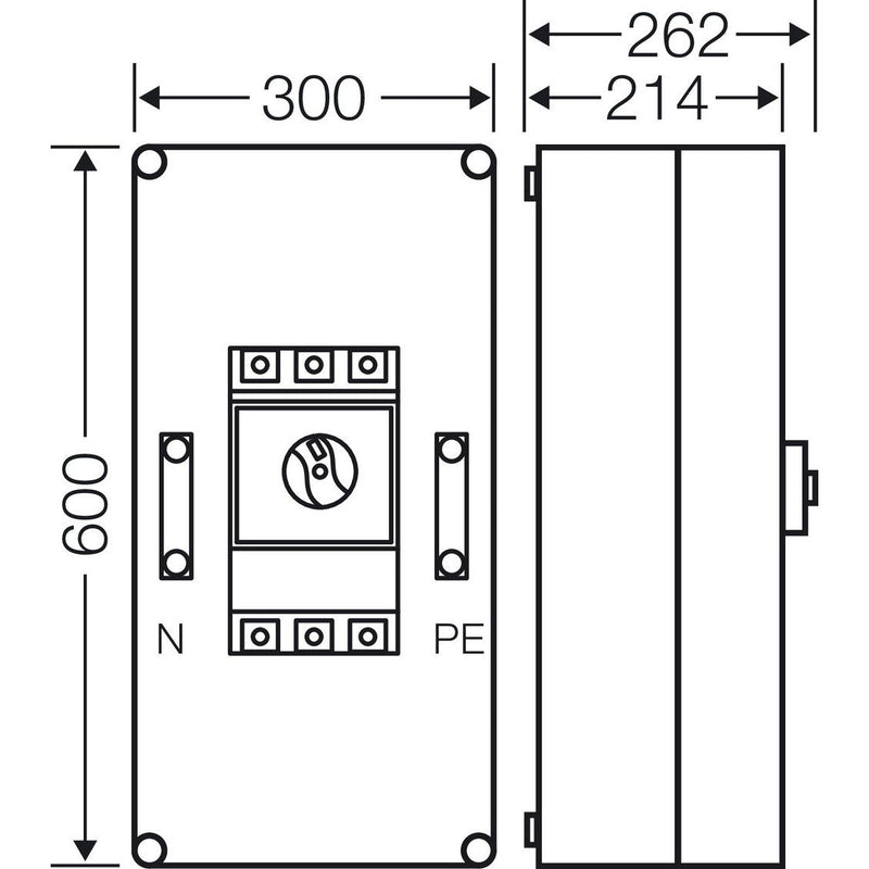 Hensel - Verteilerbaugruppe mit Leistungsschalter Mi-Leistungsschalt.Gehäuse Mi 7434 400A 3pol.+PE