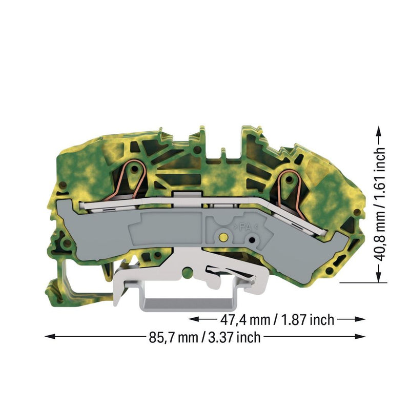 WAGO - Schutzleiter-Reihenklemme Schutzleiterklemme 2016-7607 16qmm gr-ge