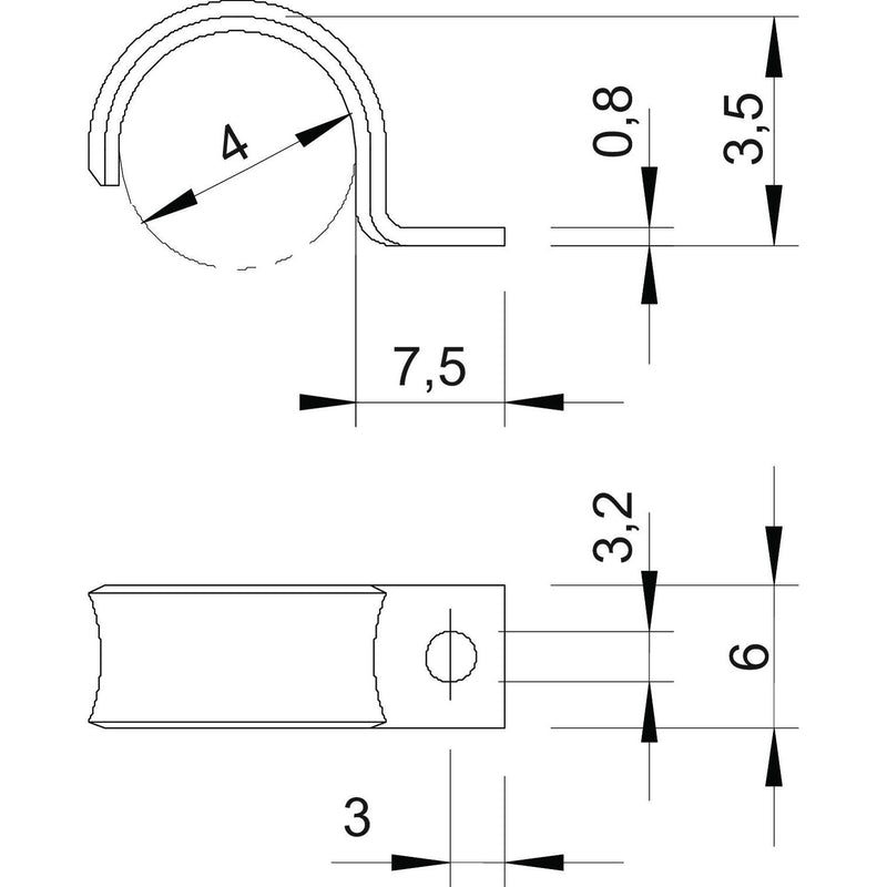 OBO Bettermann - Befestigungsschelle für Kabel/Rohre Leitungsschelle WN 7855 A 4 ge.chromat. − 100 Stück