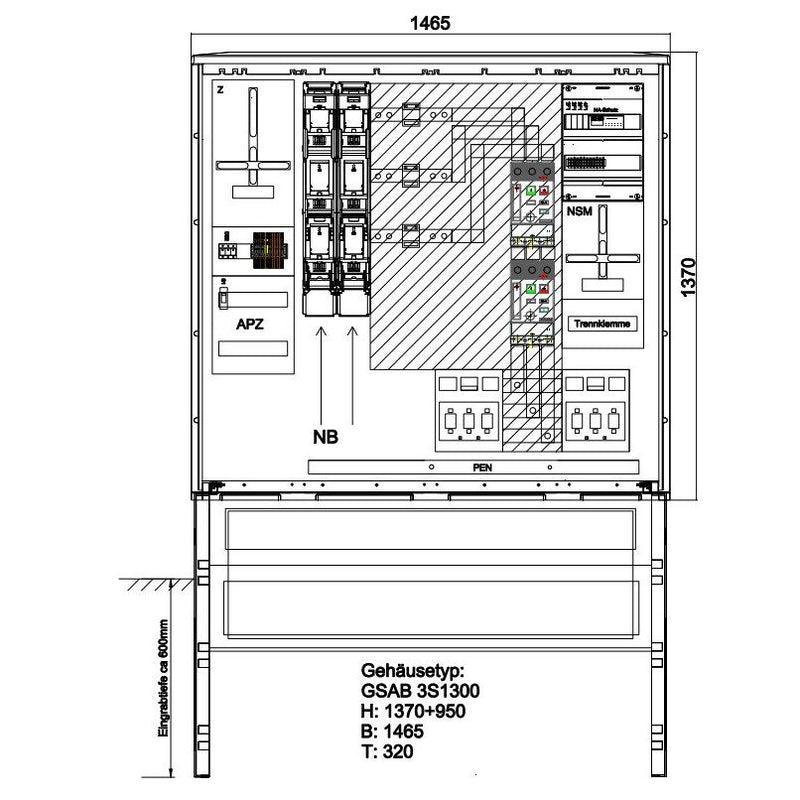 GSAB Elektrotechnik - Zähler-Komplettschrank Meß-Wandlerschrank 43.W630.AR-01 Syna 630A