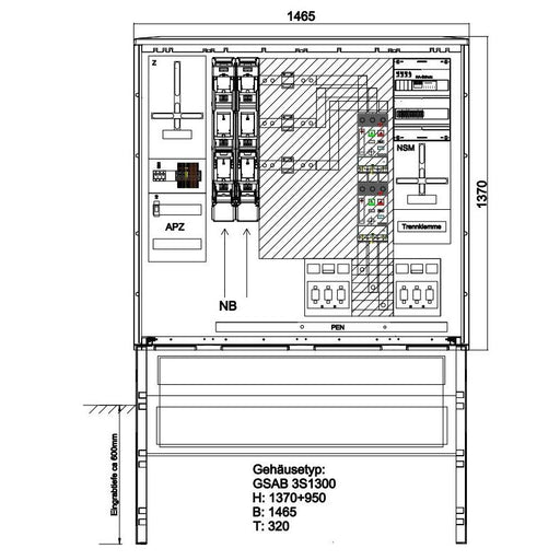 GSAB Elektrotechnik - Zähler-Komplettschrank Meß-Wandlerschrank 43.W630.AR-01 Syna 630A