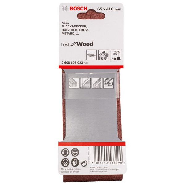 Bosch - Schleifpapierset PRO X440 Schleifband, 65 x 2608606023 410 mm G60 G80 G100