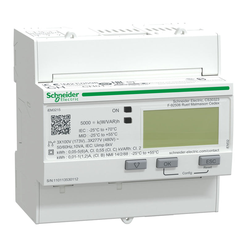Schneider Electric - Elektrizitätszähler Energiezähler IEM3215 A9MEM3215 3P+N 5A 4Tarif Mid