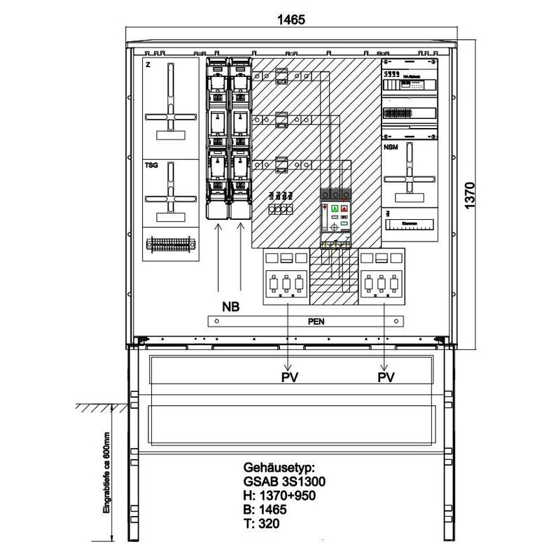 GSAB Elektrotechnik - Zähler-Komplettschrank Wandlermessung 49.W630.AR-01 Mainova 630A