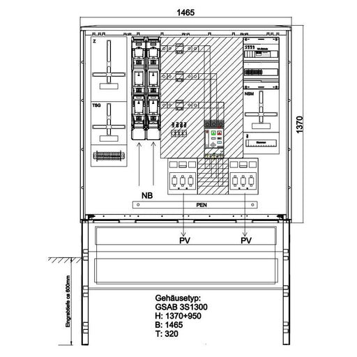 GSAB Elektrotechnik - Zähler-Komplettschrank Wandlermessung 49.W630.AR-01 Mainova 630A