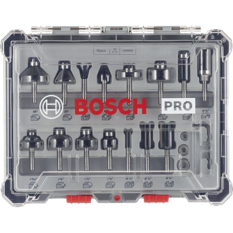 Bosch Power Tools - Werkzeugset PRO Fräsersatz gemischt, 2607017473 Schaft 1/4  − 1 Stück