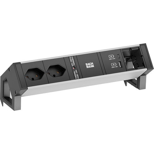 Bachmann - Mehrfachsteckdose Steckdosenleiste 937.310 DESK2 ALU BLACK