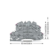 WAGO - Durchgangs-Reihenklemme Doppelstockklemme 2002-2608 grau − 50 Stück