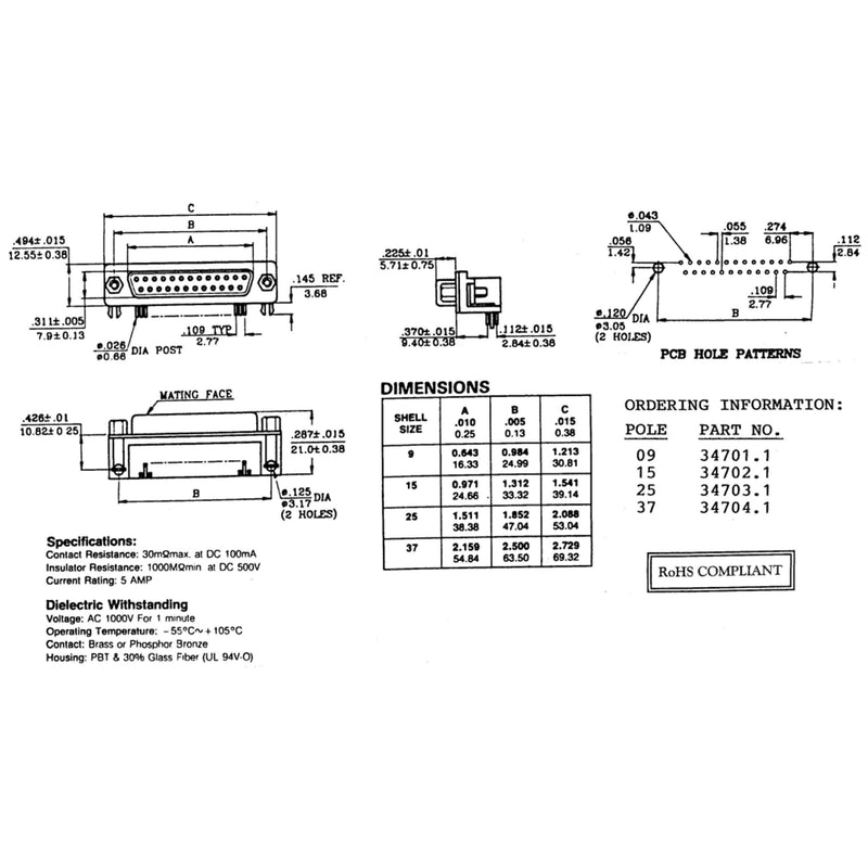 EFB-Elektronik - D-Sub-Steckverbinder D-Sub Buchse 34701.1 EDF 09 A/KG-T1 9,4mm
