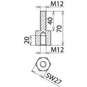 DEHN - Festpunkt für EuK-Vorrichtung Anschlussstück AS SCHR M12 M12 40 Ausf.C m.Innengewin