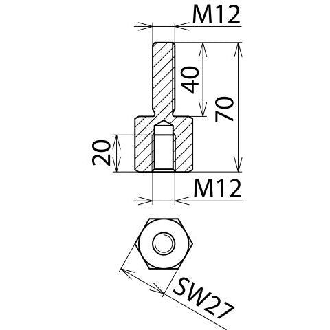 DEHN - Festpunkt für EuK-Vorrichtung Anschlussstück AS SCHR M12 M12 40 Ausf.C m.Innengewin