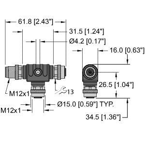 Turck - Passiver Sensor-/Aktor-Verteiler (mit Leitung) T-Verterteiler o. Leitung VTS2-FKM5-FKM5-FSM5  − 1 Stück
