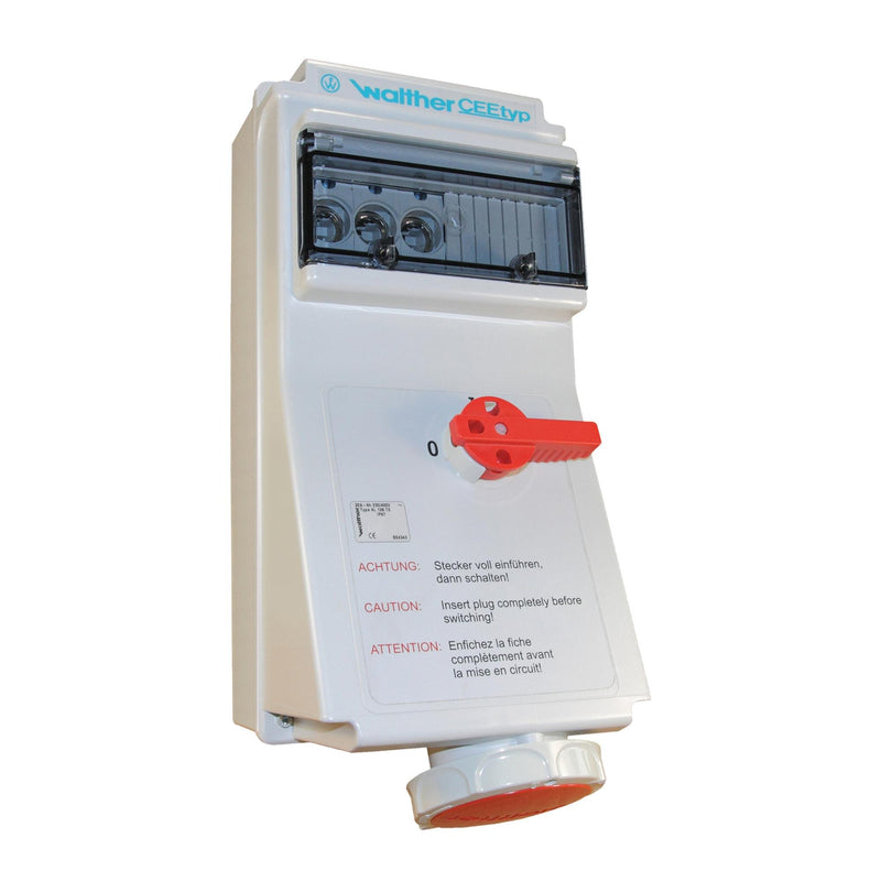 Walther Werke - CEE-Steckdose abschaltbar, abgesichert (IEC 60309) Wandsteckdose 32A AL139TN 5P 400V 6h IP67