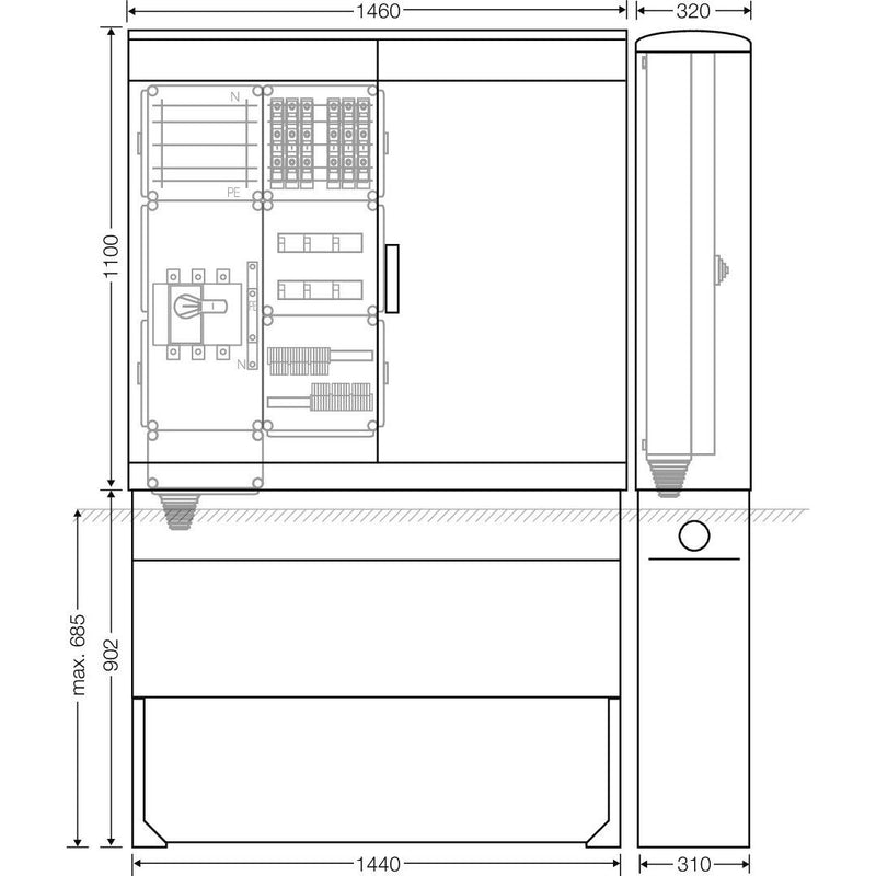 Hensel - Verteilerschrank für Energieversorgung Ladeverteiler Mi EV 11kW 6110 f.6 Ladep. a 11kW