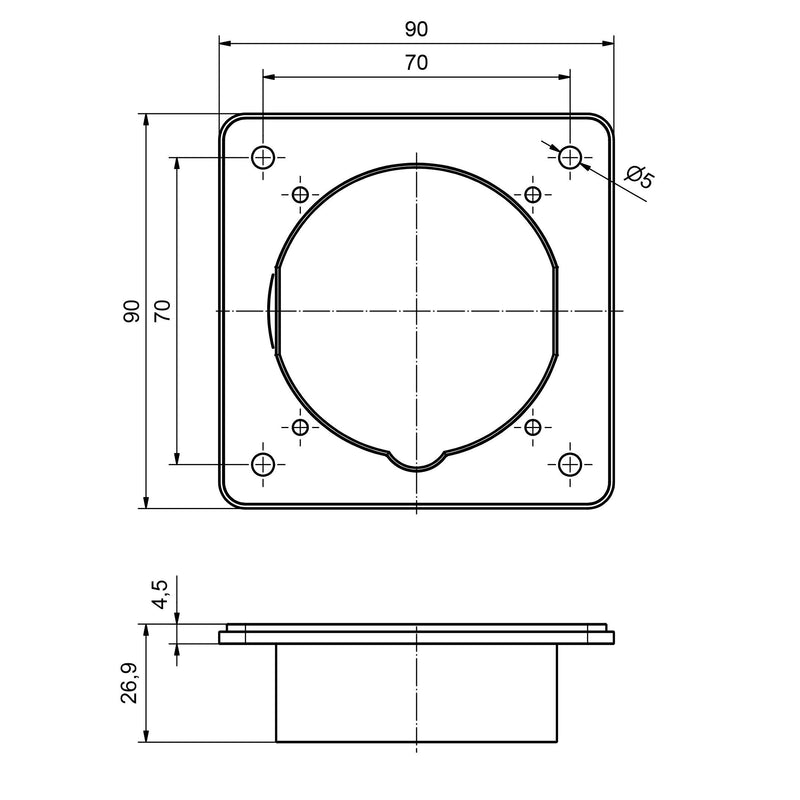 Bals Elektrotech - Zubehör/Ersatzteile für CEE-Steckvorrichtungen (IEC 60309) Putzausgleichsring 181 für CEE-Steckdose UP