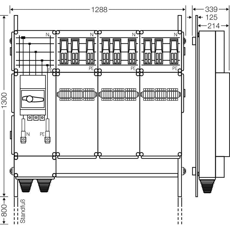 Hensel - Verteilerschrank für Energieversorgung Ladeverteiler Mi EV 44kW 9000 b. z. 9 Doppelladepu