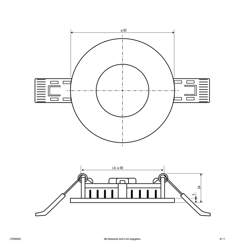 EVN Lichttechnik - Decken-/Wandleuchte LED-Einbaupanel LTR080925