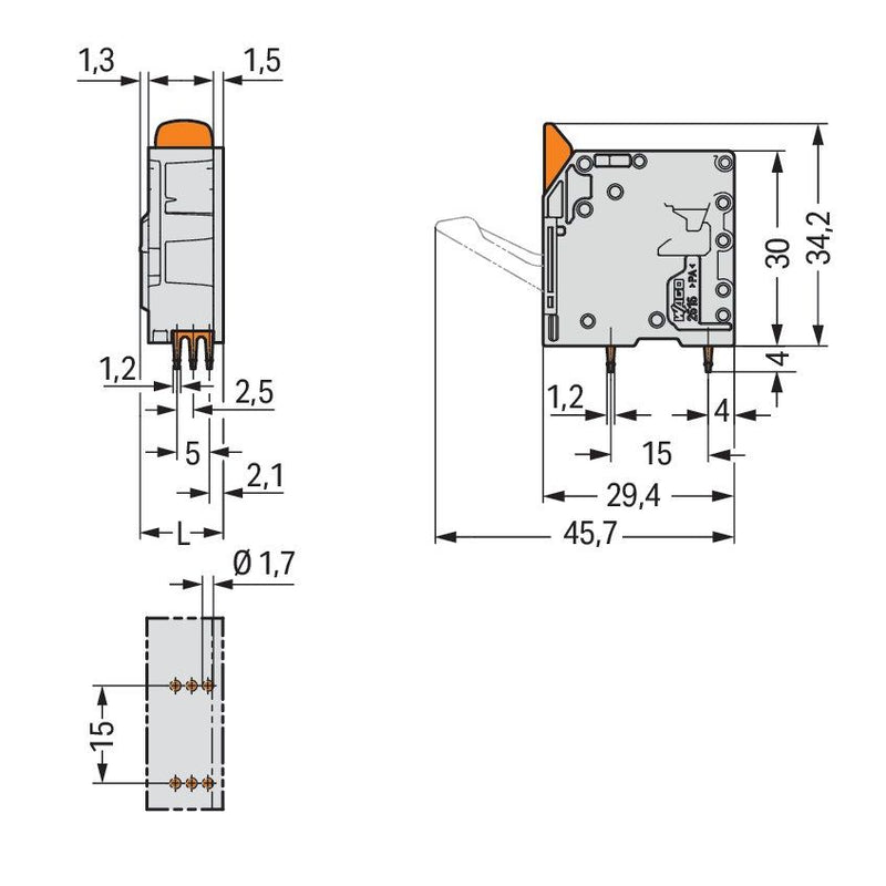 WAGO GmbH & Co. KG - Leiterplattenklemme Leiterplattenklemme Hebel 2616-3101 16mm²,grau − 100 Stück