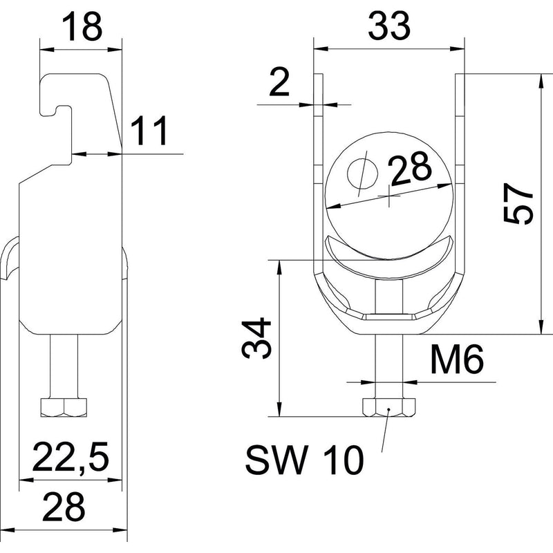 OBO Bettermann - Bügelschelle BS-U1-M-28 A4 22-28mm − 25 Stück