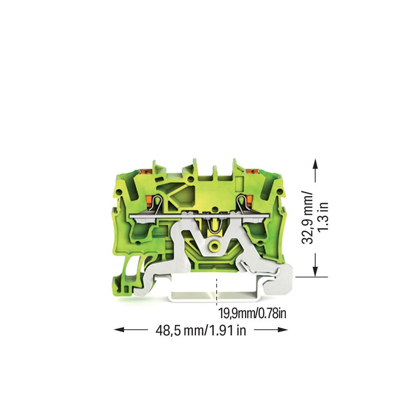 WAGO GmbH & Co. KG - Schutzleiter-Reihenklemme 2-Leiter-Schutzleiterkl. 2202-1207 2,5qmm, grün-gelb