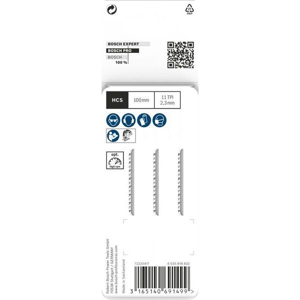 Bosch - Stichsägeblatt PRO Plastics PVC clean 2608667445 T102H Stichsägeblatt