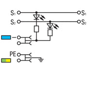 WAGO - Initiator/Aktor-Reihenklemme 3-Leiter-Aktorenklemme 2000-5317/1102-950 LED gelb für PNP − 50 Stück